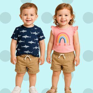 DKNY Toddler Boys & Girls Tan Khaki Pull-On Shorts w/ Drawstring Waist (Size 3T)